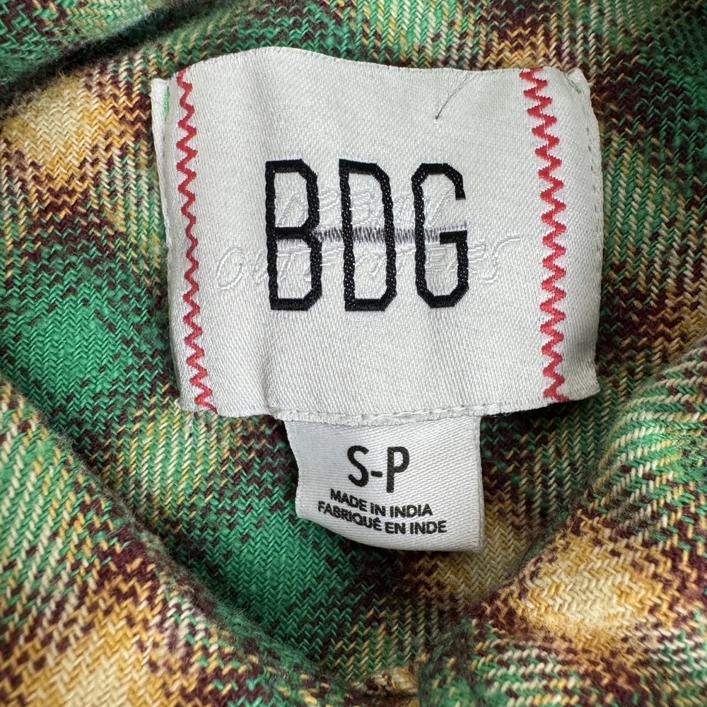 BDG Brixton Flannel Button Up Shirt Long Sleeve Plaid Frayed Hem Womens Small S - Picture 4 of 13